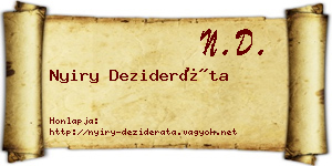 Nyiry Dezideráta névjegykártya
